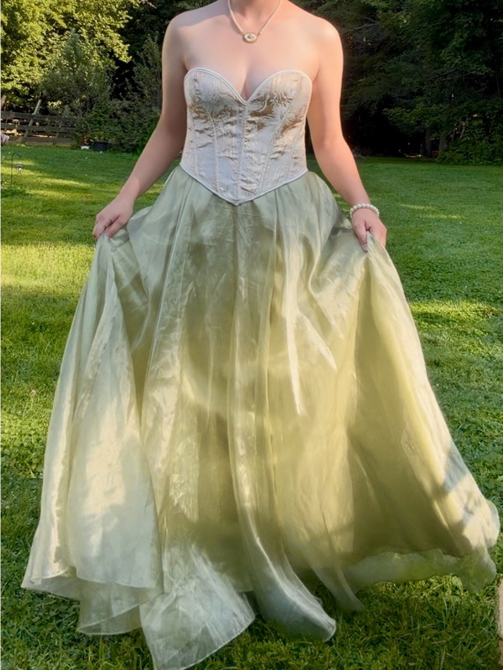 Scarlet Darkness Ivory Brocade Strapless Corset Bandeau
